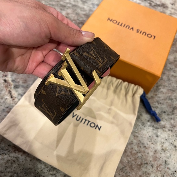 Louis Vuitton Monogram Belt with Gold Buckle - Picture 3 of 6